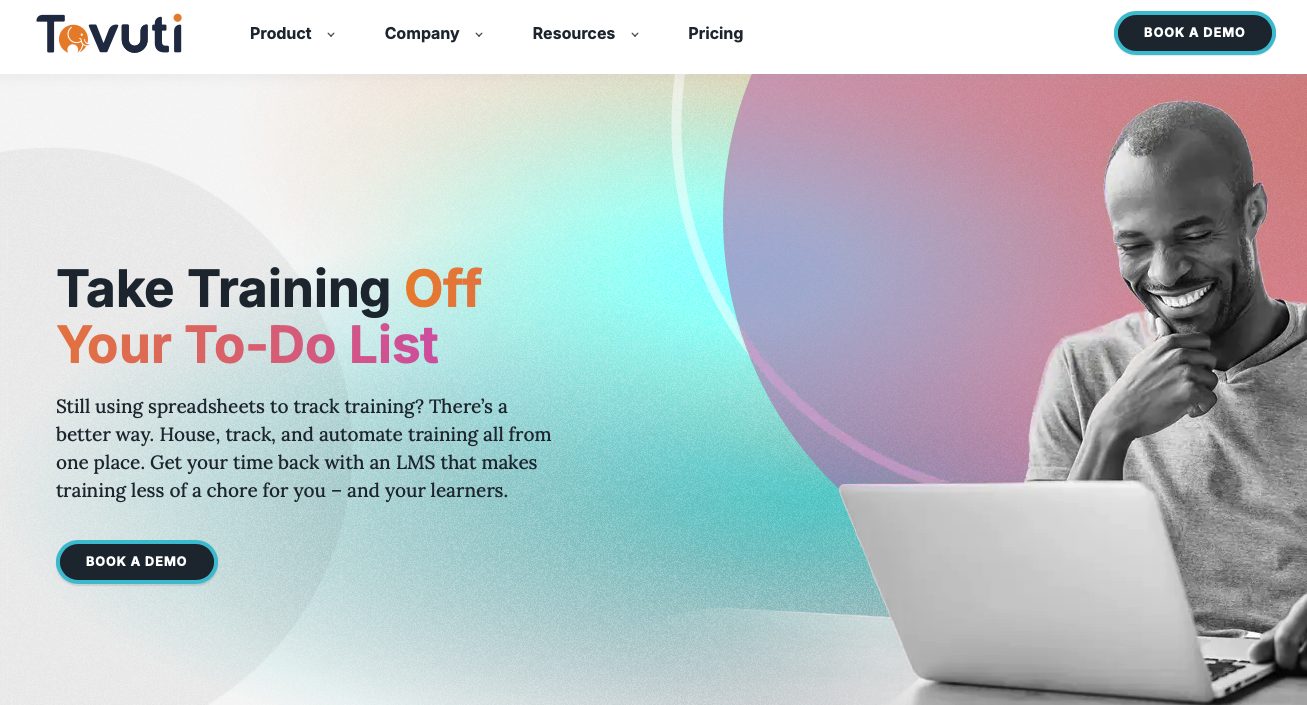 screenshot of tovuti website landing page